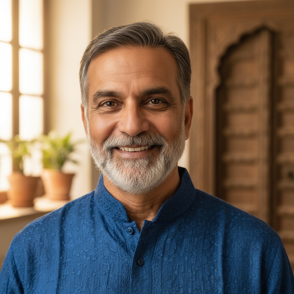 59 years old Indian man headshot